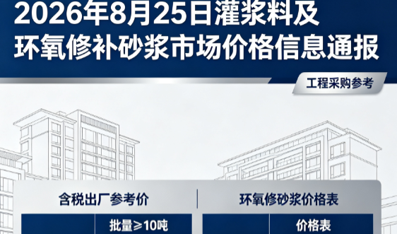 诸暨2026年8月25日灌浆料及环氧修补砂浆市场价格信息通报